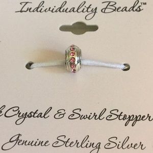 NWT Sterling & Pink crystal bead. Fits Pandora.
